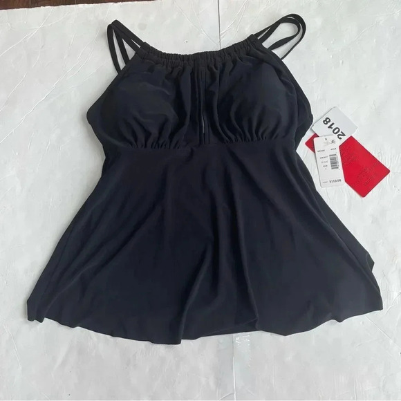 Magicsuit Miraclesuit Tankini TOP Size 8 Slimming Solid Black NWT adjustable - Picture 7 of 11